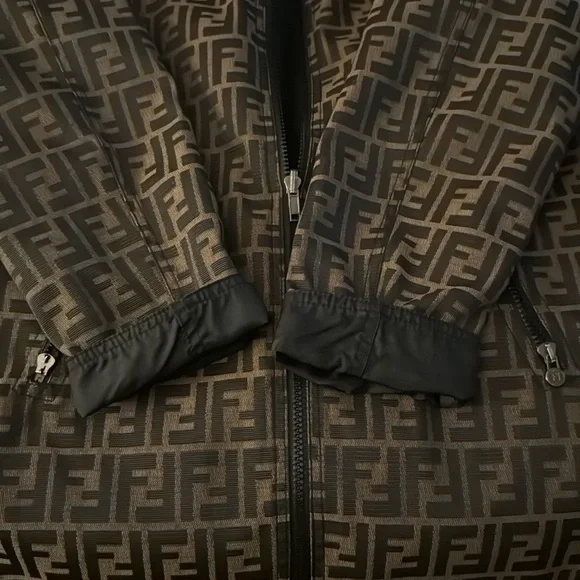 Pre-loved Fendi Zucca vintage reversible coat unisex’s excellent condition.